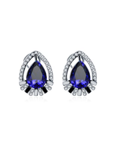 Personality Blue Water Drop Stone Stud Earrings