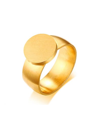 All-match Gold Plated Round Shaped Matte Finished Ring