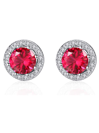 925 Sterling Silver With Cubic Zirconia  Delicate Round Stud Earrings