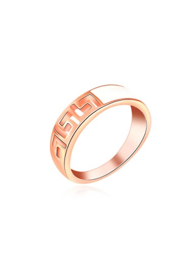 Fashion Rose Gold Plated Geometric Shaped Enamel Ring