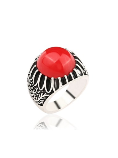 Personalized Round Resin Stone Silver Plated Alloy Ring