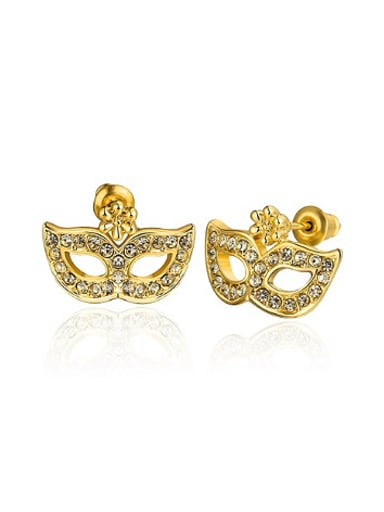 Personalized Mask Gold Plated Stud Earrings