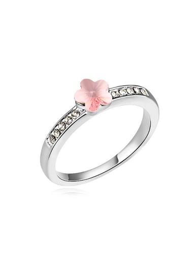 Simple Flower austrian Crystals Alloy Ring