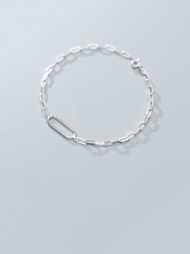925 Sterling Silver With Platinum Plated Simplistic Hollow Geometric Bracelets