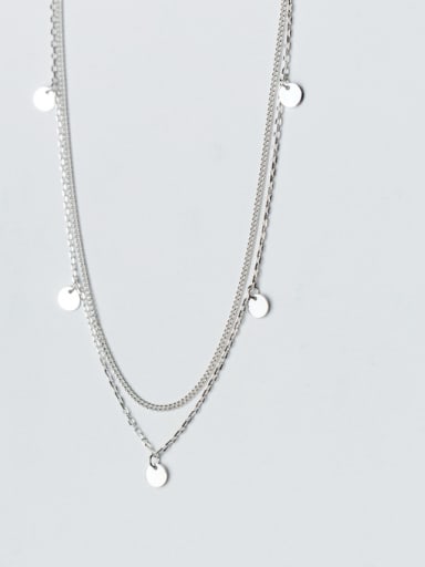 925 Sterling Silver With Platinum Plated Fashion Round Necklaces