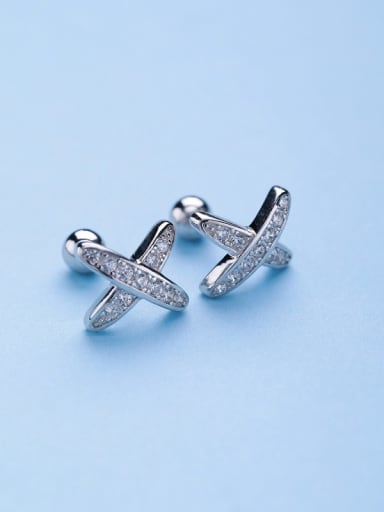 925 Silver X Shaped Zircon Earrings