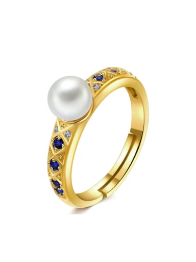 Natural Freshwater Pearl Spine Micro Pave Silver Ring