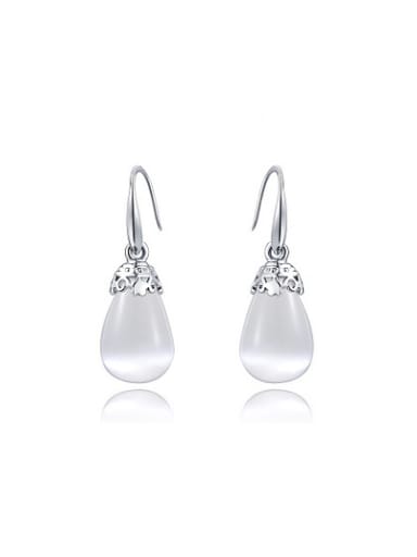 Elegant Geometric Shaped Opal Drop Earrings