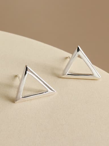 925 Sterling Silver With Silver Plated Simplistic Triangle Stud Earrings