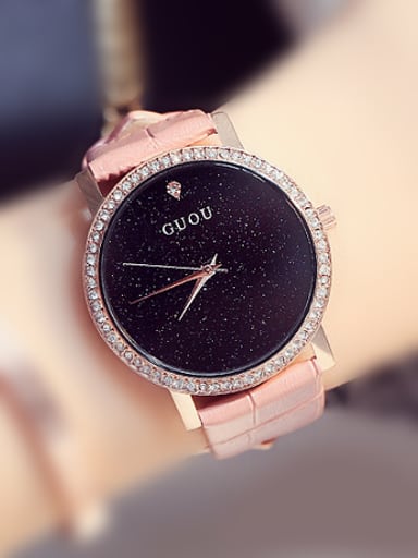 GUOU Brand Classical Rhinestones Numberless Watch