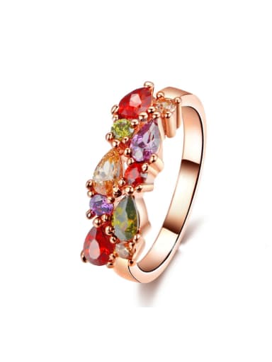 Colorful Zircons Luxury Plating Copper Ring