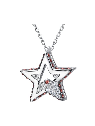 Simple Hollow Star Zircon Silver Necklace
