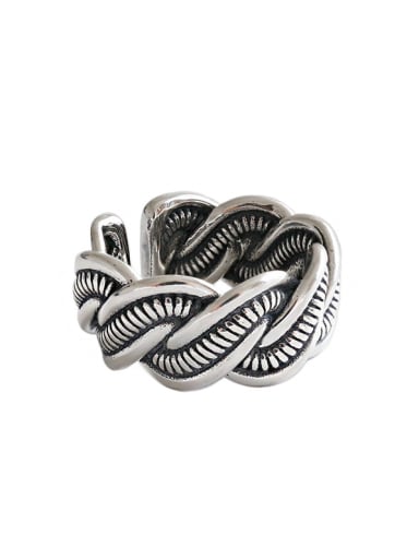 925 Sterling Silver With Antique Silver Plated Simplistic Irregular Free Size Rings