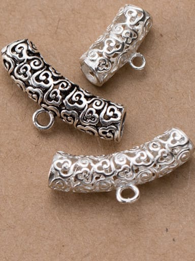 925 Sterling Silver With Silver Plated Hollow clouds with rings Bent Pipe