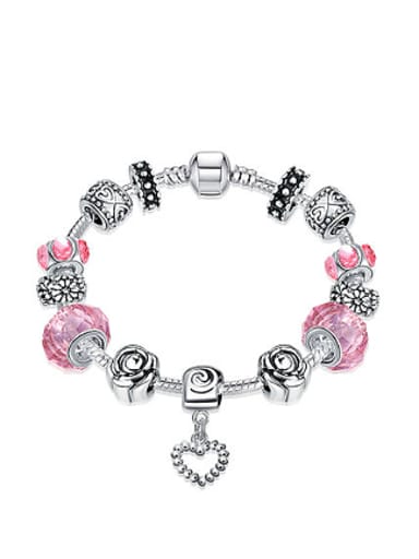 Retro Decorations Pink Glass Beads Bracelet