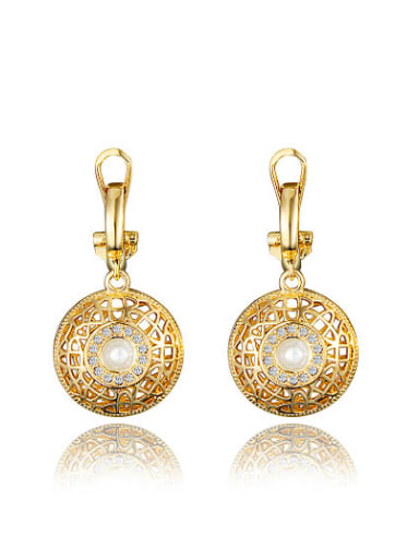 Luxury 18K Gold Artificial Pearl Drop Earrings