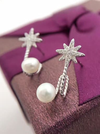 Fashion Freshwater Pearl Star-shaped Stud drop earring