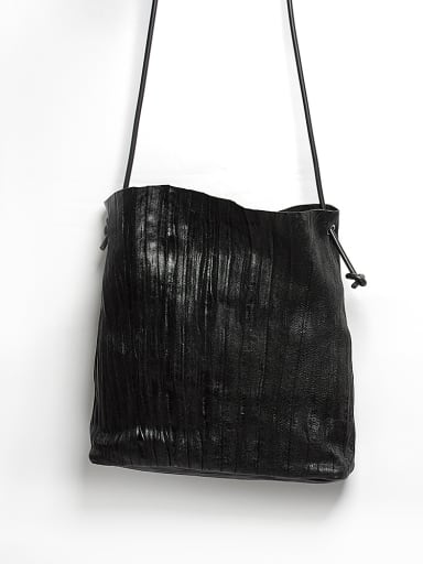 Original design wrinkle sheep skin Retro Black Tote Bag