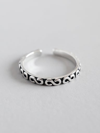 925 Sterling Silver With Antique Silver Plated Vintage Lines Rings