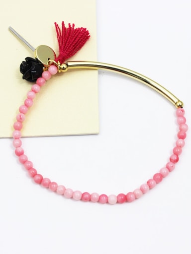 Adjustable Pink Natural Stone Tassel Bracelet