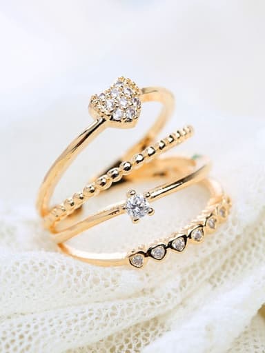 Alloy With Gold Plated Fashion sweet heart  Cubic Zirconia Stacking Rings