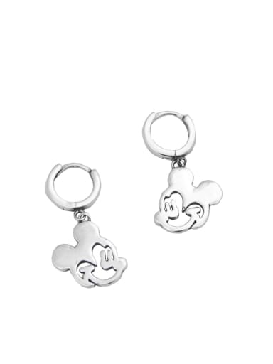 Vintage Sterling Silver With Silver Plated Fashionable Cute Mickey Clip On Earrings