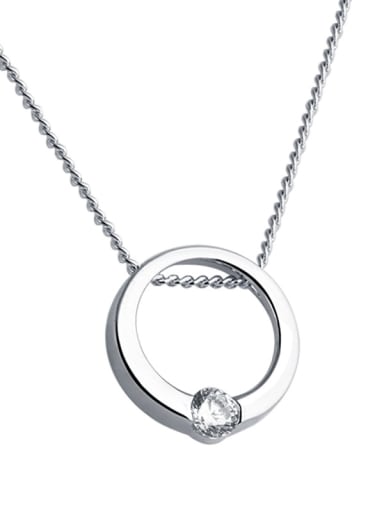 925 Sterling Silver With  Cubic Zirconia Simplistic Round Necklaces