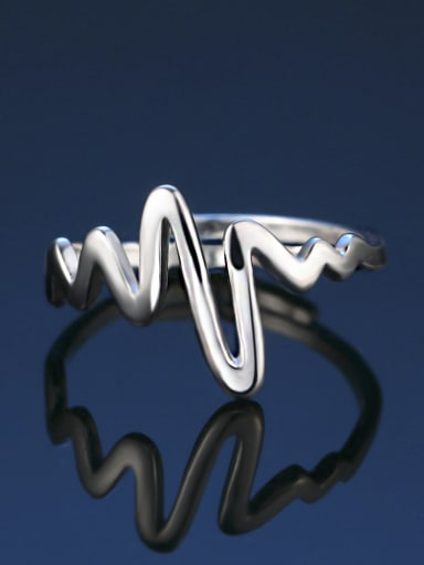 Personalized 925 Sterling Silver Water Wave Ring
