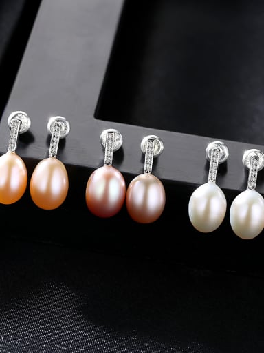 Sterling  silver simple natural freshwater pearl earrings