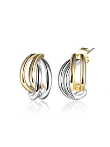 Trendy Double Color Design Geometric Stud Earrings