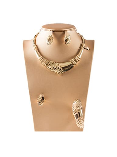 Grid shaped Colorfast Four Pieces Jewelry Set
