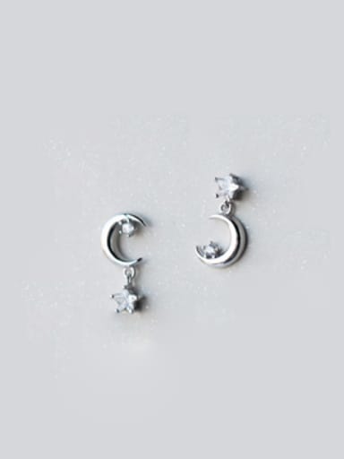 S925 Silver sweet Moon and Star Stud cuff earring