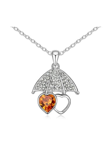 Exquisite Heart Umbrella austrian Crystals Pendant Alloy Necklace