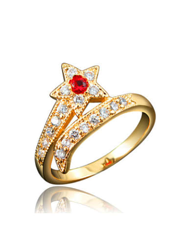 Exquisite Red 18K Gold Plated Star Shaped Ring