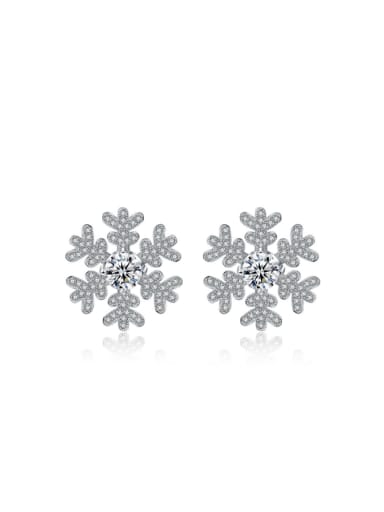 Micro Pave Zircons Snowflake Stud Earrings