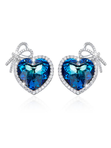 Blue Heart-shaped stud Earring