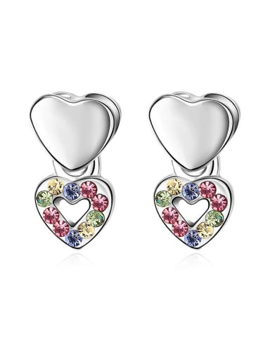 Elegant Heart Shaped Crystals Stud Earrings