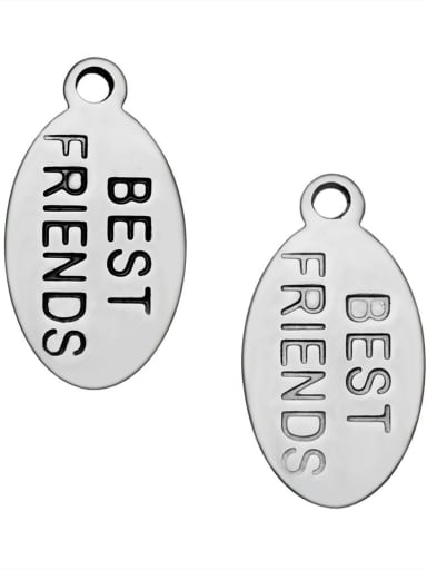 Stainless Steel With Simplistic Oval with best friends words Charms