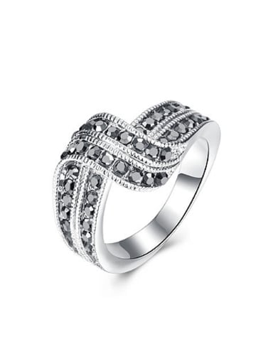 Fashion Black Rhinestones Personalized Ring