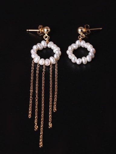 Handmade Freshwater Pearls Tassel Drop Earrings
