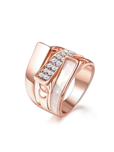 Exquisite Rose Gold Plated Rhinestone Enamel Ring