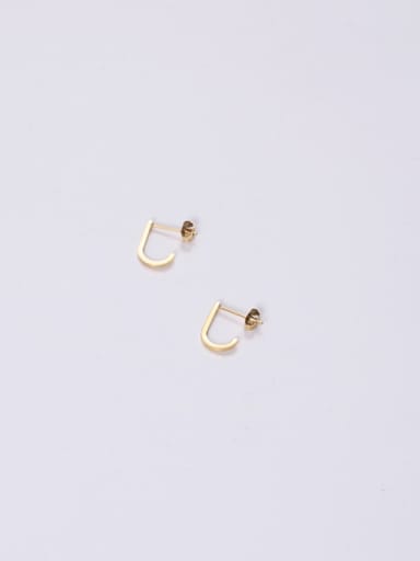 Titanium With Gold Plated Simplistic Hollow  Geometric Clip On Earrings