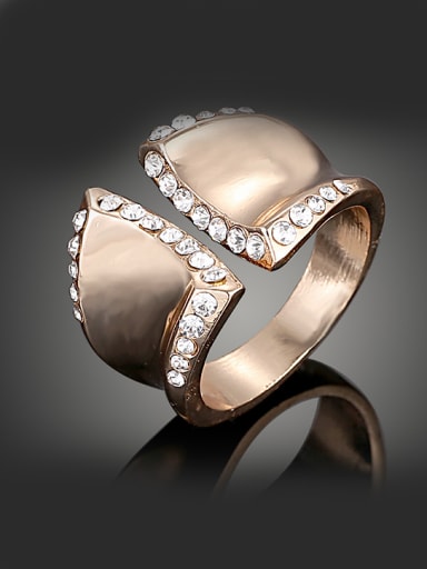 Personalized Cubic Rhinestones Gold Plated Alloy Ring
