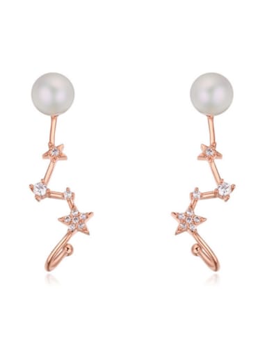 Fashion AAA Zirconias-studded Star Imitation Pearls Alloy Stud Earrings