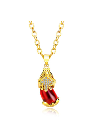 custom Fashion 24K Gold Plated Ruby Stone Necklace