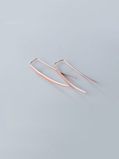925 Sterling Silver With Platinum Plated Simplistic U-Shaped Geometry Threader Earrings