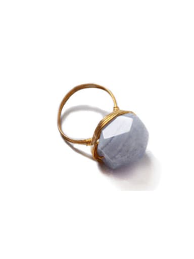 Simple Natural Crystal Gold Plated Ring