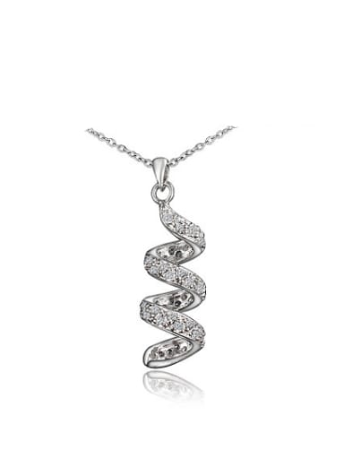 Fashion Spiral Design Platinum Plated Zircon Necklace