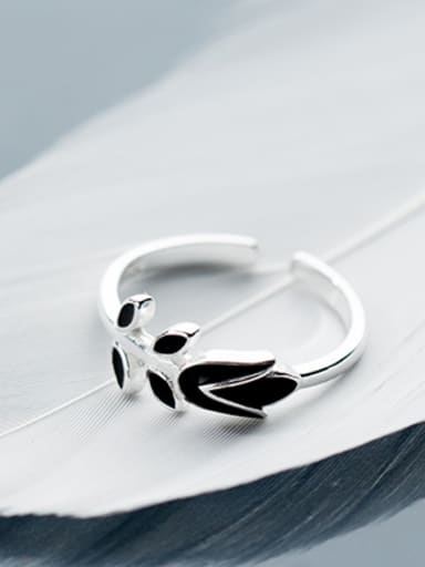 Adjustable Open Design Flower Shaped Glue S925 Silver Ring