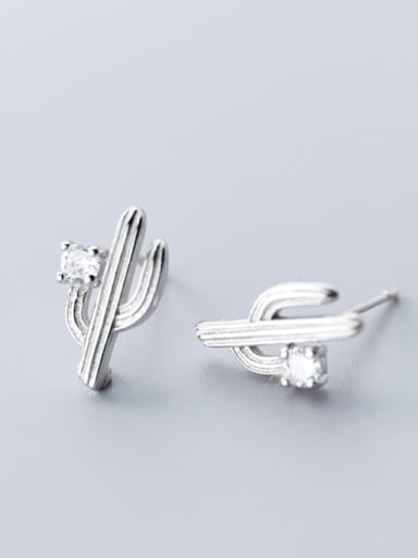 925 Sterling Silver With Cubic Zirconia  Personality Irregular Stud Earrings